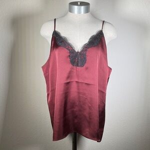 Express Burgundy Satin Cami Top in L